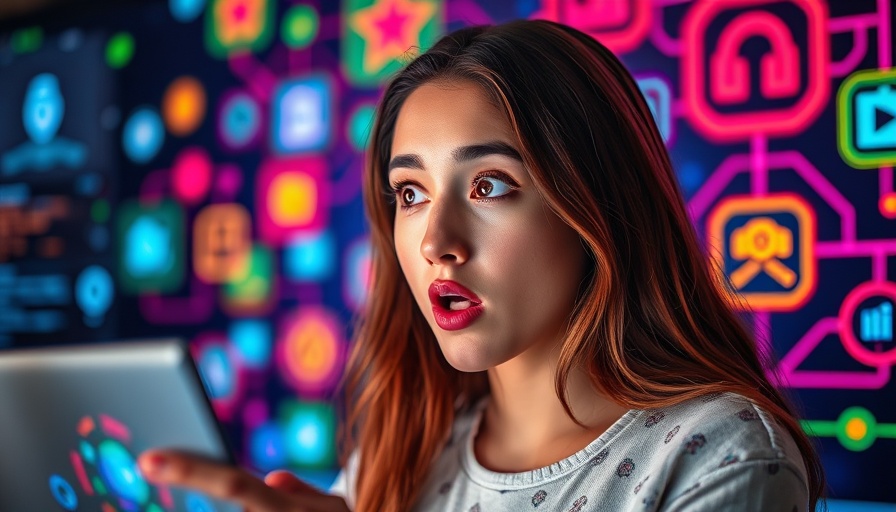 Surprised young woman discovering AI prompts for making money online.
