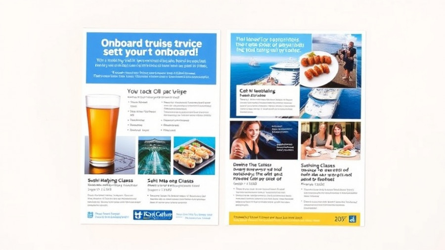 Cruise flyer showcasing beverage packages and special offers.