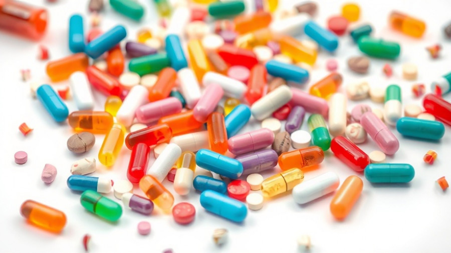 Colorful assortment of pills highlighting medications increasing fall risk in seniors.
