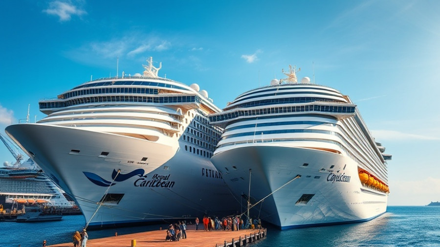 Carnival and Royal Caribbean cruise ships docked together