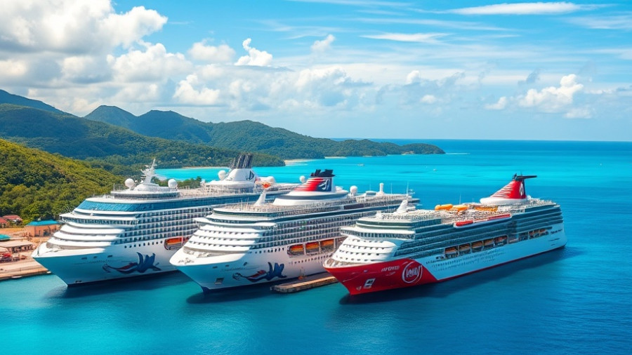 Cruise ships at Jamaican port in lush scenery, showcasing Jamaica tourism recovery.