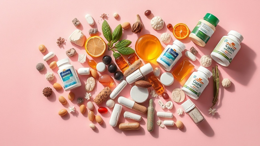 Probiotics for weight loss, various supplements on pink background.