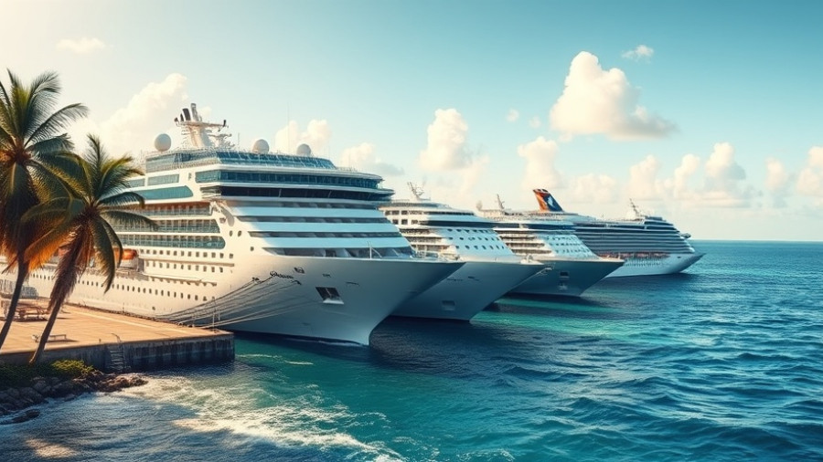 Two Royal Caribbean cruise ships at a tropical port highlighting loyalty program news.