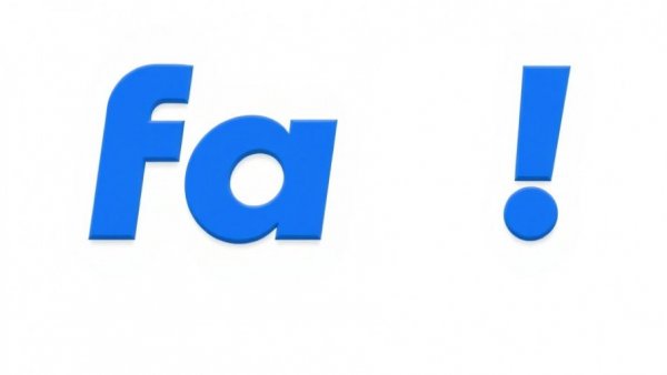 Bold blue 'fa!' lettering on white background, modern design.