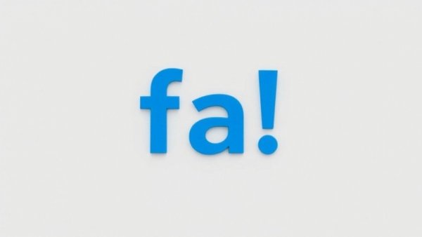 Graphic showing blue 'fa!' on a gray background.