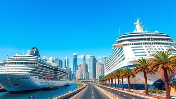 Cruise ships in city port, ideal for cruise without a passport.