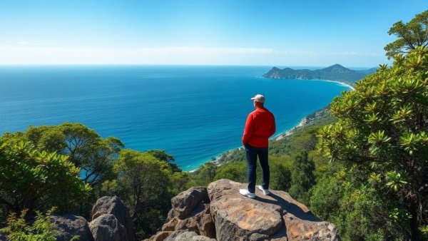 Person enjoying the benefits of spending time in nature by the ocean.
