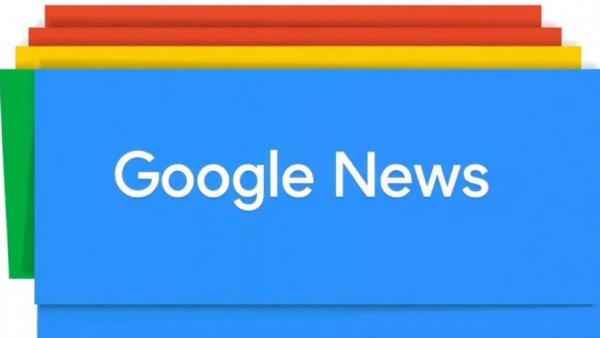 Google News logo on colorful cards, modern vector design.