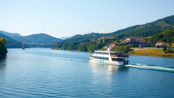 River Cruising Industry Growth depicted by a ship on a scenic river