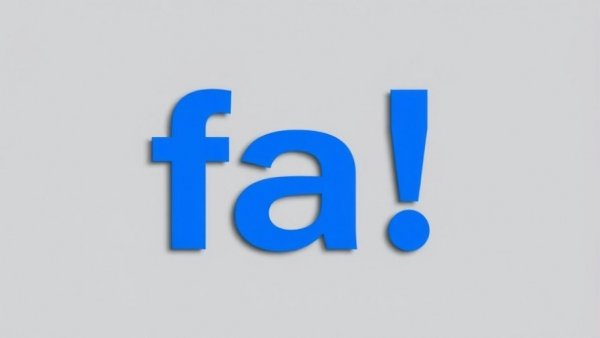 Minimalist 'fa!' blue text on grey background artwork.