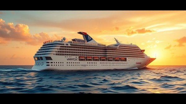 Carnival Sunshine cruising in the Galveston area at sunset.