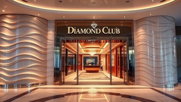 Elegant Royal Caribbean Diamond Club entrance on a cruise.