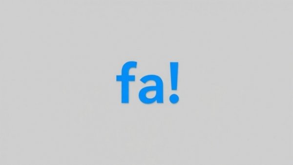 Blue 'fa!' text on gray background, modern font.