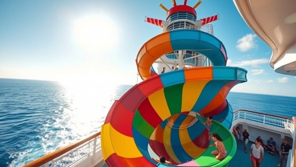 Cruise ship water slide with ocean view - Royal Caribbean cruise news updates