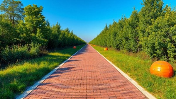 Rustic brick road stretching to the horizon, representing solo road trips for women over 50.