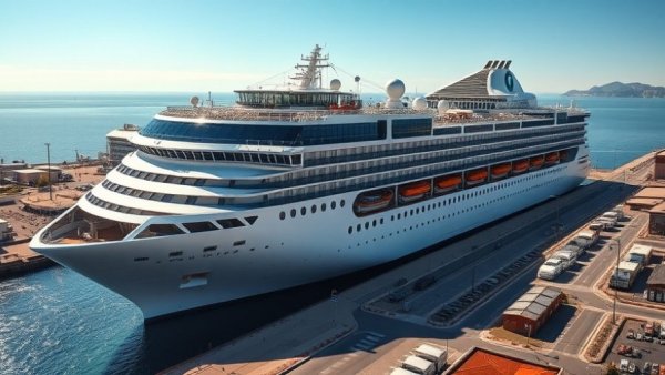 Philadelphia Cruise Terminal with docked cruise ship.