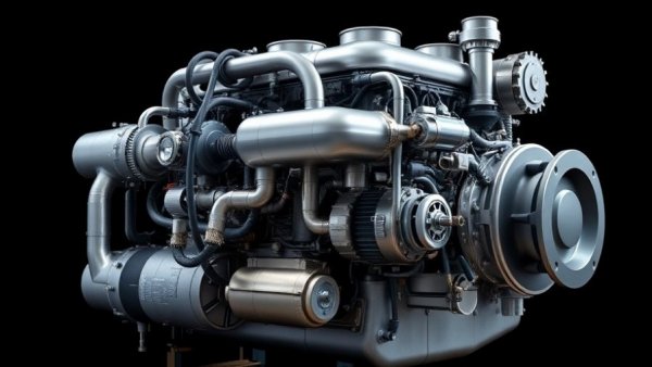 Ethanol-fueled marine engine with a sleek metallic design.