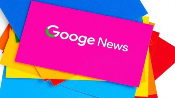 Google News logo with colorful cards.