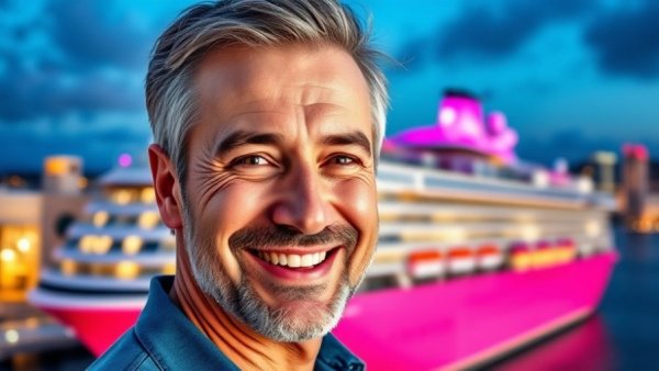 Marc Kazlauskas Norwegian Cruise Line, smiling man, vibrant cruise ship