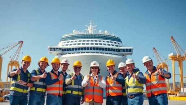 AIDA Cruises donations team in front of ship in dock