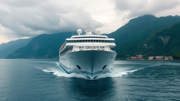 Cruise ship diverted to Ilhabela, navigating coastal waters.