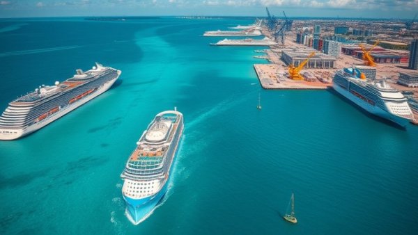 Expansive view of PortMiami cruise ships, capturing records.