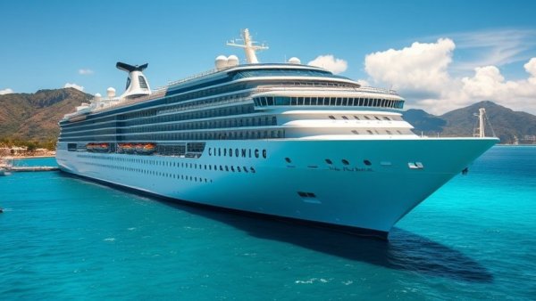 Carnival Corporation cruise ship docked in Caribbean, showcasing capacity surge.