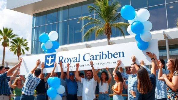 Royal Caribbean Project Skyline event with people signing a beam