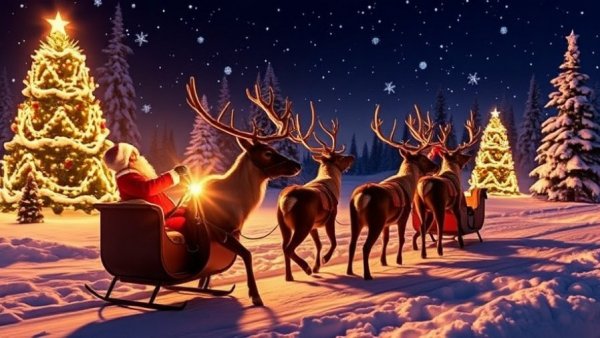 Watch in real-time as Santa and his reindeer deliver presents