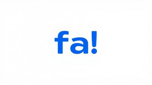 Minimalistic blue 'fa!' logo on white background.