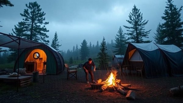 Miserable weather knocks out power and soaks campers