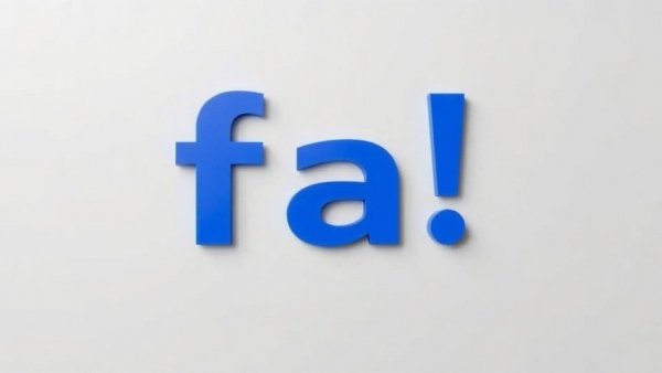Bold blue 'fa!' text on gray background, modern typography.