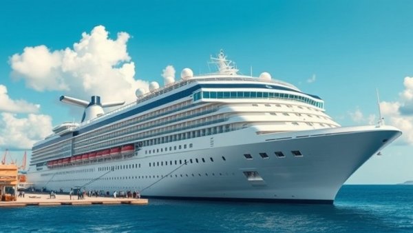 Cruise ship docked at Rio port under clear sky