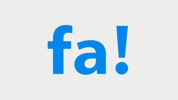 Bold blue 'fa!' text on gray background, minimalistic design