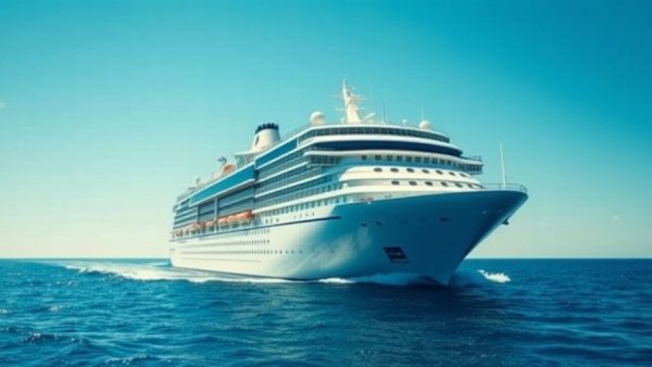 Rise in European cruise bookings 2026: majestic cruise ship on open sea.