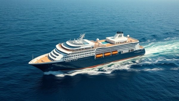 P&O Cruises ship traveling on calm ocean waters.