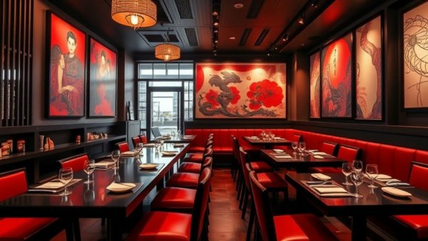 Elegant Izumi Japanese Restaurant dining room on Royal Caribbean.