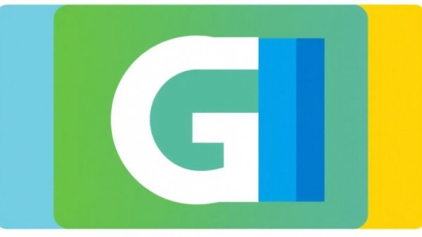 Modern minimalist logo with colorful rectangles and letter G.