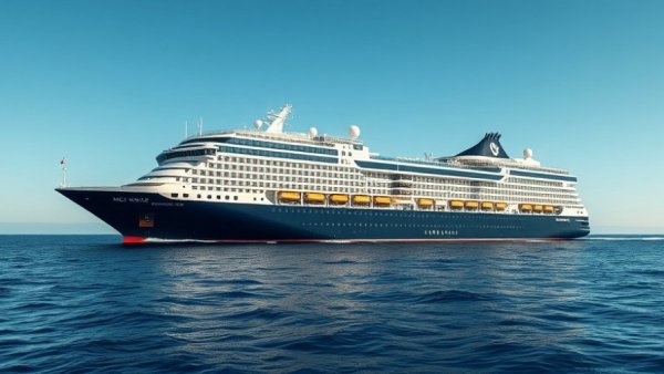 MSC World Europa cruise ship in calm seas under clear skies.