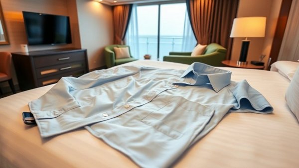 Wrinkled shirt on a cruise bed in cabin setting