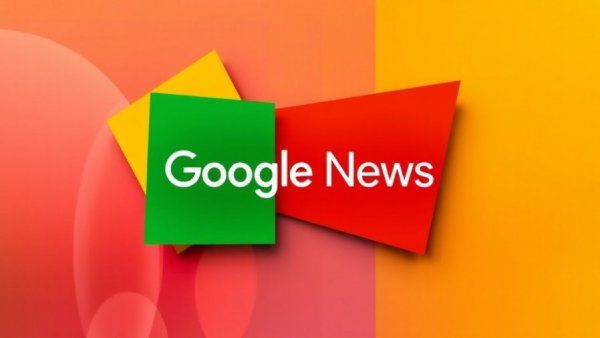 Google News logo on colorful background.
