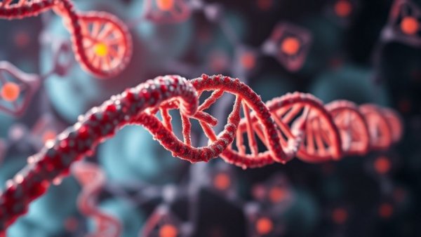 Stylized image of nuclear DNA structure in centenarian immune cells.