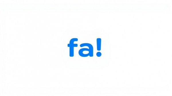 Minimalist 'fa!' logo in blue on white background.
