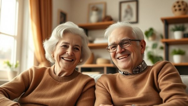 Seniors in a long-distance relationship sharing a video call