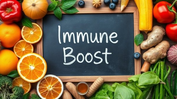 Boosting Immunity Naturally: vibrant foods on a wooden table.