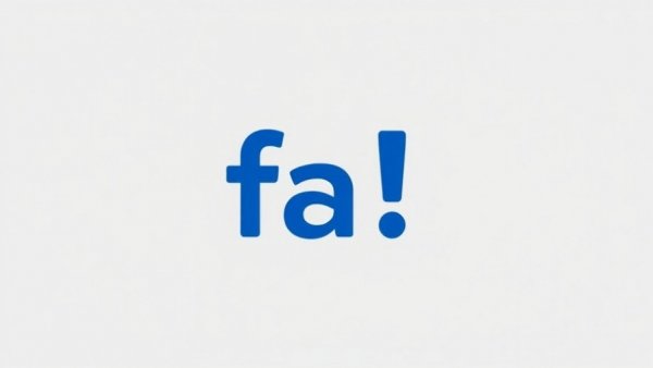 Minimalistic 'fa' blue logo on gray background