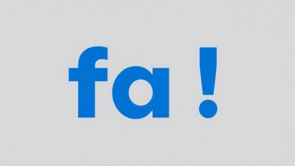 Blue 'fa!' on gray background emphasizing bold typography.
