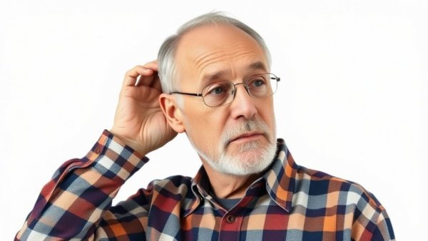 Older man with hearing concern in bright setting, showcasing age-related hearing loss management.