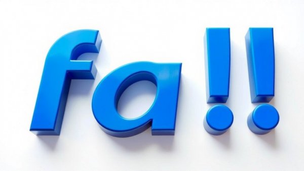 Bright blue 'fa!' typography on a white background, high contrast design.