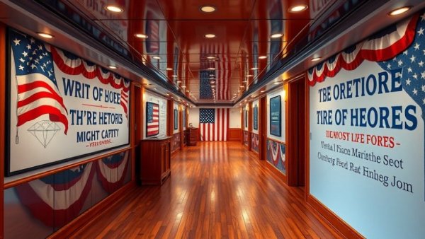 Patriotic hallway honoring heroes in Margaritaville Cruise.